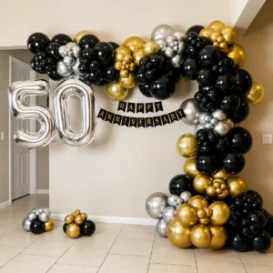 50th Anniversary Balloon Arch Decor