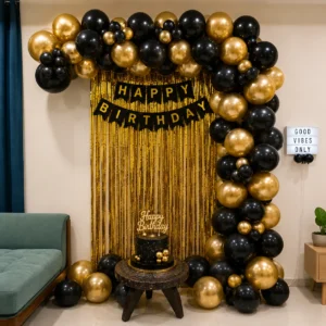Black Golden Birthday Balloon Decoration