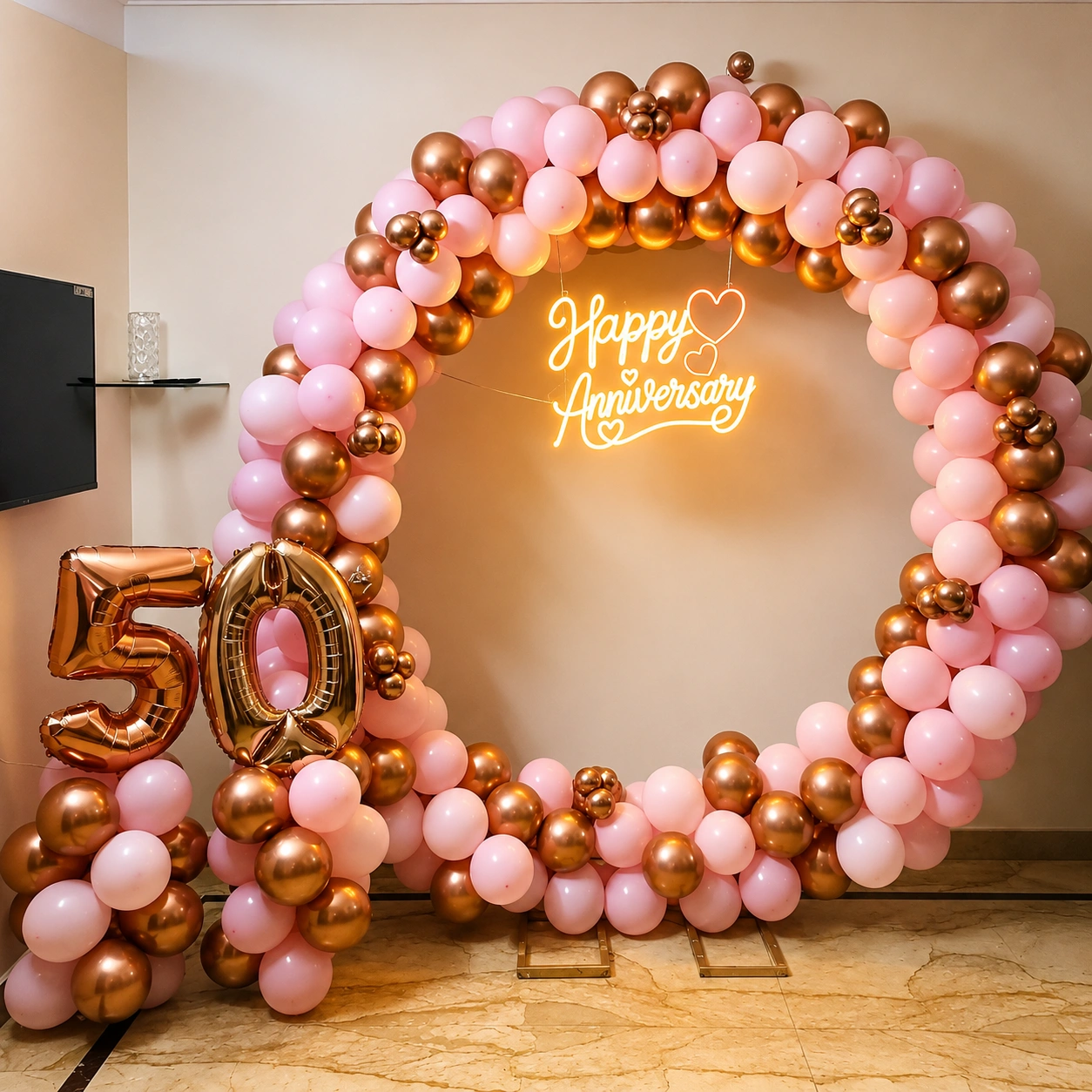 Golden Pink Anniversary Decoration