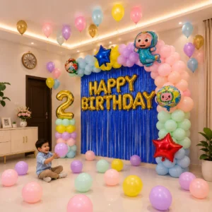 Coco Melon Theme Birthday Balloon Decoration for kids at home