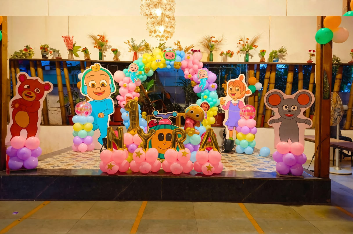 Premium Cocomelon Kids Birthday Theme Decoration At Party Hall - Image 2