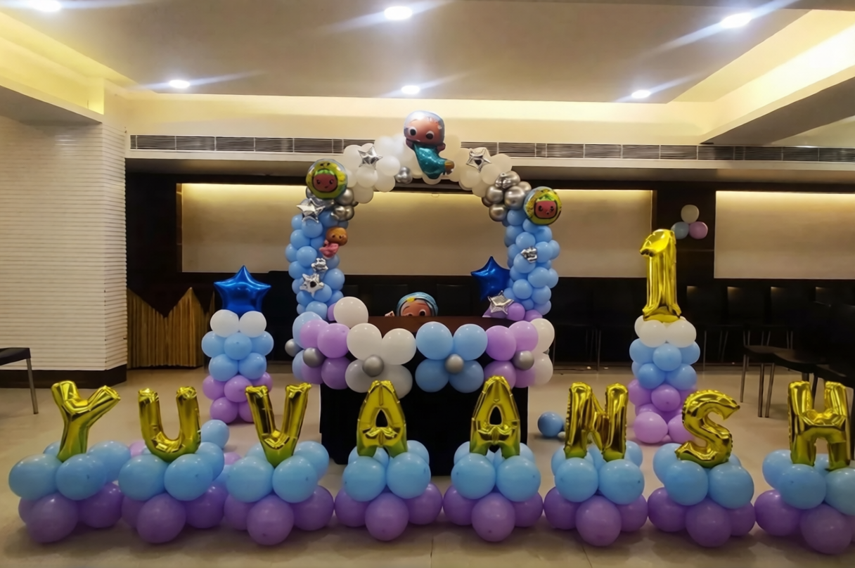 Cocomelon Theme Birthday Decoration In Party Hall