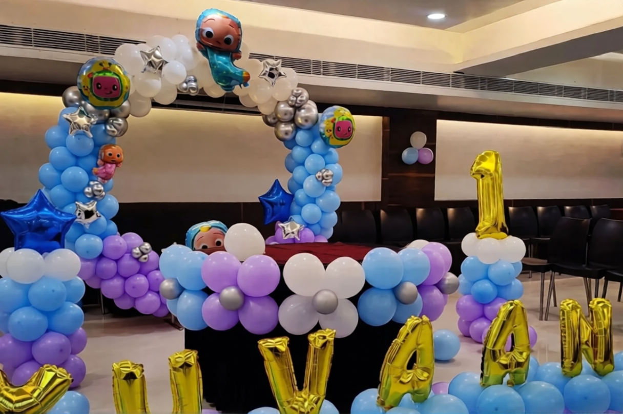 Cocomelon Theme Birthday Decoration In Party Hall - Image 2